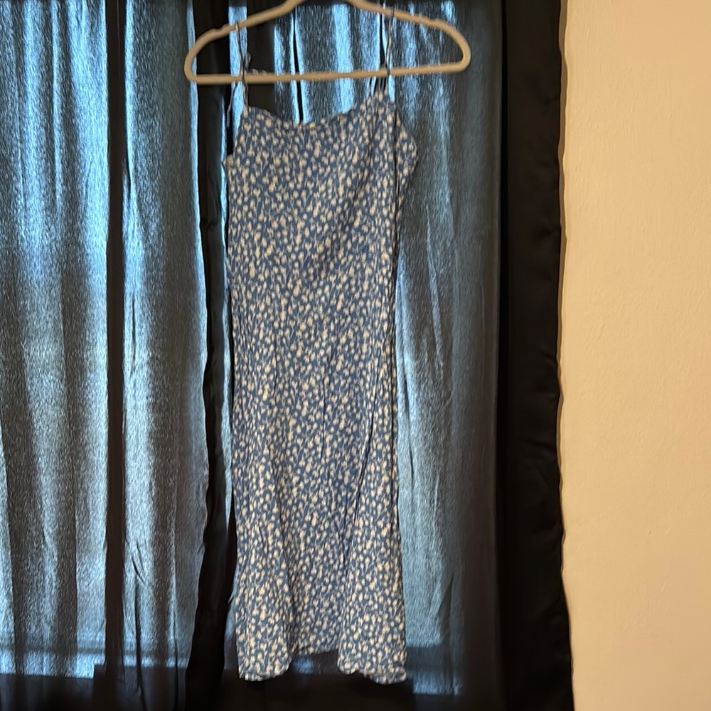 REFORMATION Blue and White Patterned Women's Dress